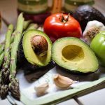 Healthy foods avocado, asparagus