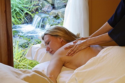 Waterfall massage woman