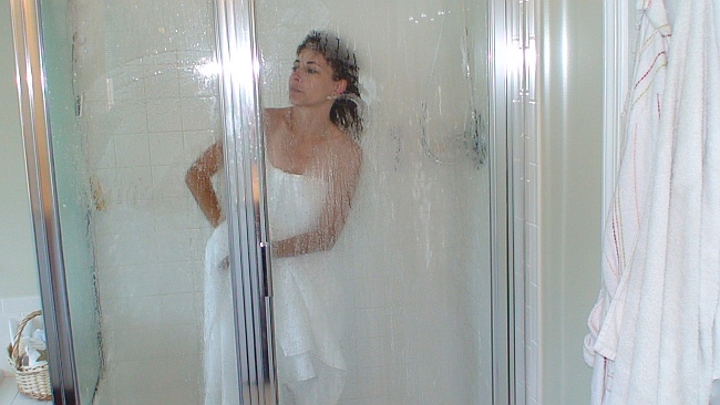 woman in the shower cabine