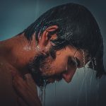 man showering