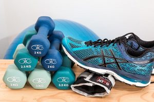dumbbells and other gym equipment