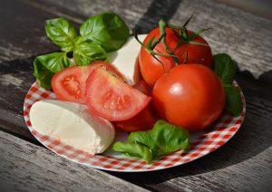 tomatoes with mozzarella dish