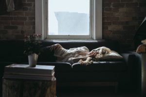 woman sleeping window